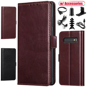 For Samsung Galaxy S10/S10e/S10 Plus/S9/S8+ Case Leather Wallet Cover /Accessory - Picture 1 of 37