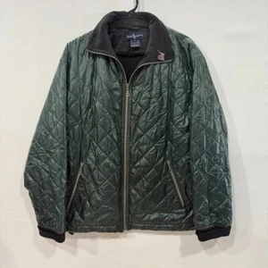 Ralph Lauren women's Diamond Quilted Jacket Size M Green Full Zip Mock Neck - Picture 1 of 6