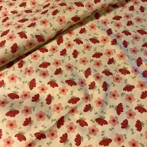 Sandy Gervais for Moda Fabrics 1 Yard Yellow With Pink And Coral Flowers Cotton - Picture 1 of 2