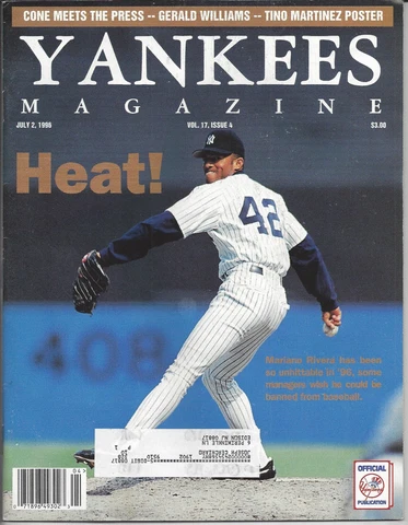 Mariano Rivera 1996 New York Yankees Magazine with Tino Martinez pullout poster Cover