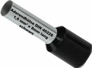 Aderendhülsen 1,5 mm²  x 8mm Adernhülsen Aderendhülse Cu verzinnt schwarz - Bild 1 von 1