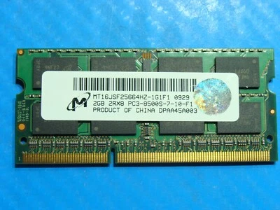 MacBook Pro A1278 Micron 2GB PC3-8500S SO-DIMM RAM Memory MT16JSF25664HZ-1G1F1 - Image 1 of 2