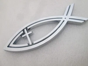 Fish Car Chrome 3D Plastic ABS Emblem Religious Christian Fish Symbol - Picture 1 of 3