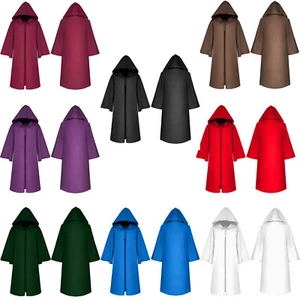 Kids Unisex Hooded Cloak Full Length Cape Medieval Robe Halloween Outerwear - Picture 1 of 72