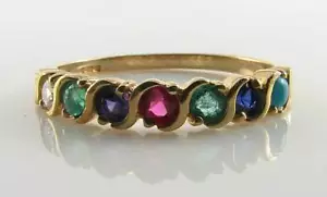 9CT GOLD DEAREST ETERNITY BAND ART DECO INS STACKING RING Size O & FREE RESIZE - Picture 1 of 5