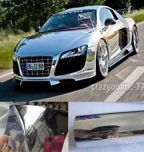 12" x 60" Glossy Car Flat Mirror Chrome Silver Vinyl Wrap Sheet Sticker Film AC - Bild 1 von 6