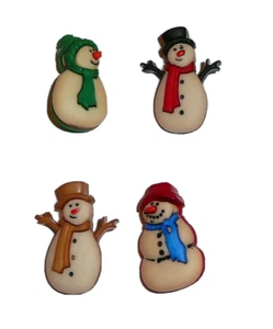 Cute Old Fashioned Snowman Buttons 3D Realistic Shank Buttons (4) 1" Asst. Clrs - Picture 1 of 6