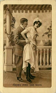 Postal divertida del día de San Valentín de colección 1910 pareja victoriana abrazando divertida - Imagen 1 de 2
