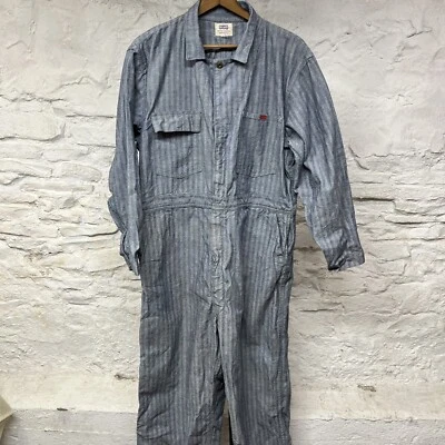 Vintage 50s Big Smith Coveralls Sanforized Herringbone Striped Gripper Zipper - Image 1 of 4