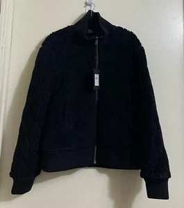 NWT John Varvatos Long Sleeve Micah Reversible Jacket Sherpa Black Size M - Picture 1 of 5