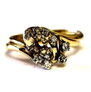 14k yellow gold .26ct diamond semi mount engagement ring wrap band 4.9g vintage - Imagen 1 de 8