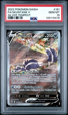 2022 POKEMON SWORD & SHIELD SILVER TEMPEST #181 SKUNTANK V PSA 10 - Image 1 of 2