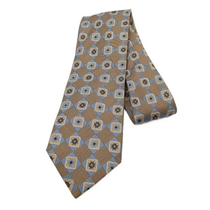 Corbata de seda pavo real para hombre 61” oro azul diamante geométrico clásico occidental nueva - Imagen 1 de 3