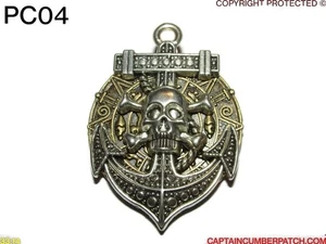 Steampunk pin badge brooch pirates of the caribbean silver skull anchor #PC04 - Picture 1 of 4