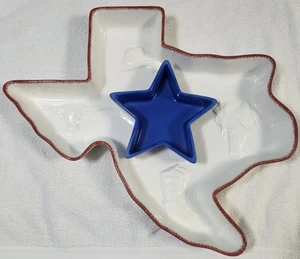 2 Peice Chip and Dip Set. Clay Art Lone Star of Texas. 2001 With Original Box - Picture 1 of 5