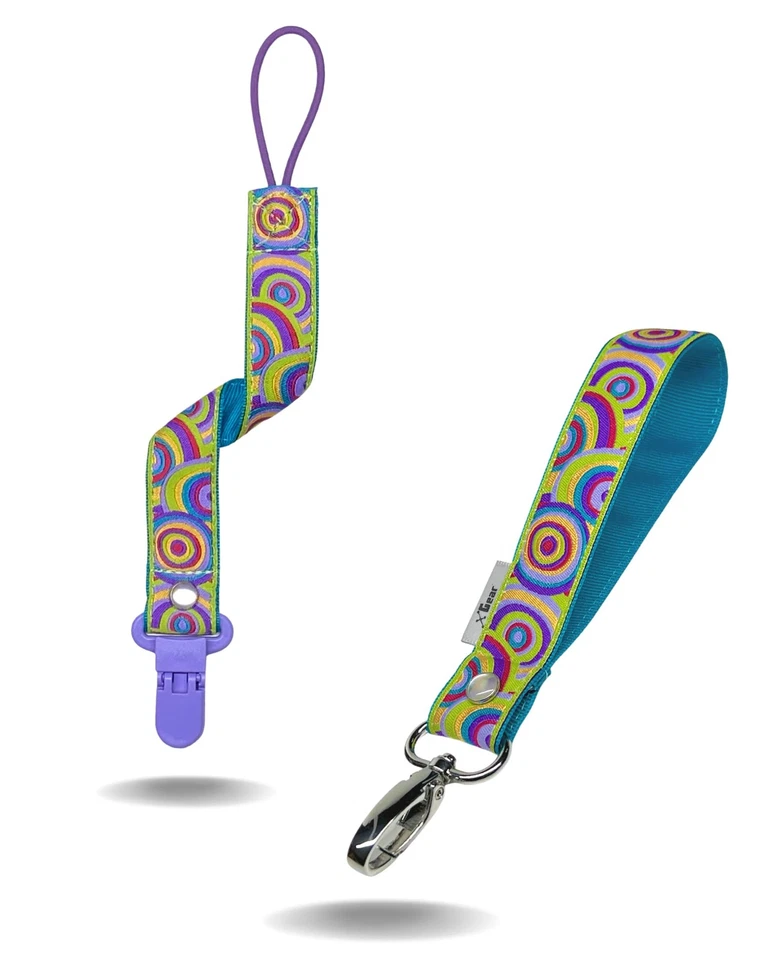 JaxBaby | Vibrant Targets Handmade Pacifier Strap with Clip | Woven Jacquard ... - Image 1 of 4