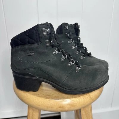 Merrell Select-Dry Chateau Ankle Women's Sz 8 Black Leather Lace-Up J45534 - Image 1 of 4