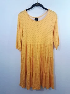 Agnes & Dora XS Krafft Dress Yellow Polka-dot Print Round Neck 3/4 Sleeve New!! - Picture 1 of 5