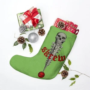 SKREW.com SKREW dot com Skull Vertabrae Green Christmas Xmas Stockings - Picture 1 of 5