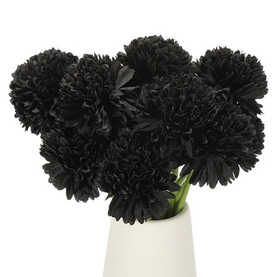 12 Pcs Artificial Chrysanthemums Fake Flowers for Home Decor, Black Foto 1 de 4