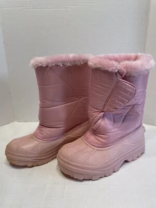 Sintetico Pink Girls Snow Boots Size 2 - Picture 1 of 6