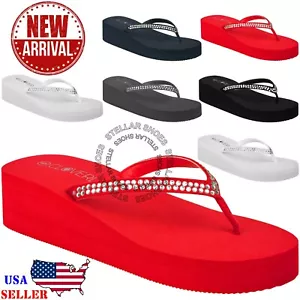 NUEVAS Sandalias de plataforma para mujer Chanclas con cuña Estrás Moda - Imagen 1 de 36