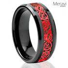 🔥 New Red Celtic Dragon Black Tungsten Carbide Ring Mens Jewelry Wedding Band