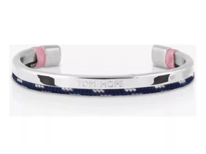 Tom Hope Hybrid 2 Armband aus Metall und Textil Silber Blau Rosa 15,5 cm TM0433 - Bild 1 von 3