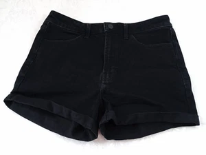 Old Navy High Rise Wow Black Denim Shorts Size 8 Cuffed Leg 3" Inseam - Picture 1 of 12