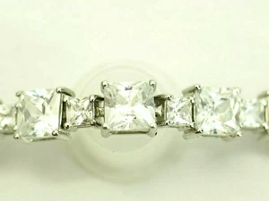 Fine Ladies 31 carat Radiant cut Cubic Zirconia Tennis Bracelet Sterling Silver - Picture 1 of 11