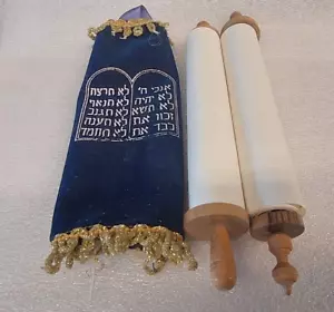 OLD 50'S SEFER TORAH SCROLL MINIATURE JEWISH HEBREW JUDAICA ISRAEL BIBLE - Picture 1 of 10