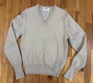 Vintage Lord Jeff Cashwool sweater size L 100% Extra Fine Merino Wool Beige USA - Picture 1 of 6