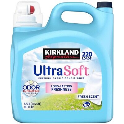 Kirkland Signature Ultra HE Liquid Fabric Softener, Fresh, 220 Loads, 187 Fl Oz • 33.66$