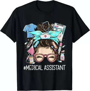 Medical Assistant MA CMA Nurse nursing messy bun doctor Gift Unisex T-Shirt - Picture 1 of 3