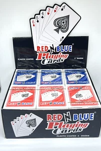 RED N BLUE Tarjetas de Juego Recubiertas de Plástico 2 Docenas Deck Display 24 unidades - Imagen 1 de 3