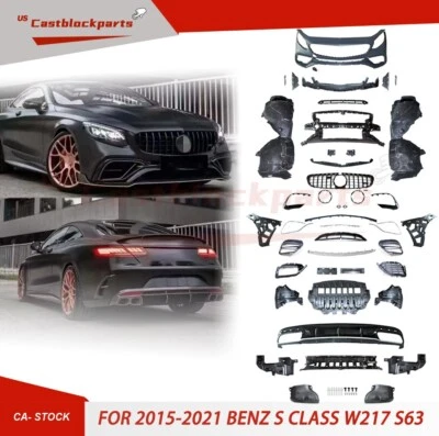 Kit de carrocería de parachoques delantero trasero AMG para Mercedes Clase S C217 W217 S63 2015-2021 Foto 1 de 4
