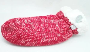 1 Victoria's Secret Pink RED MARL Knit Sherpa Bootie Slipper Socks RARE Soft - Picture 1 of 2