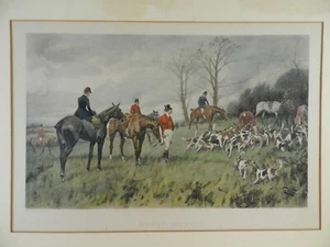 "George Wright farbige Lithographie ""Sorge, Sorge"" Fuchsjagd Hund Hund Pferde 22x18" - Bild 1 von 5
