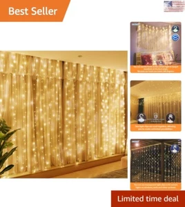 Fairy Curtain Lights - Warm White - USB Plug in - 8 Modes - Remote Control - Picture 1 of 9