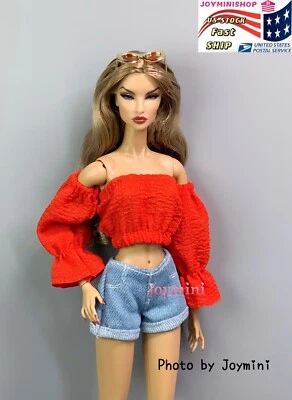 2件装时尚Royalty Integrity Poppy Parker NuFace娃娃衣服上衣T恤裤子 — 第 1/4 张图片