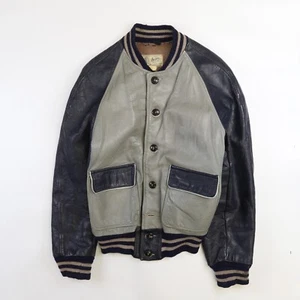 Chaqueta de bombardero vintage Score Sporting Goods de cuero de caballo talla pequeña años 60 - Imagen 1 de 24