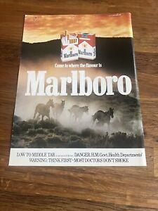 Original 1981 Marlboro Red Cigarettes Magazine Advert Poster Man Cave Damaged