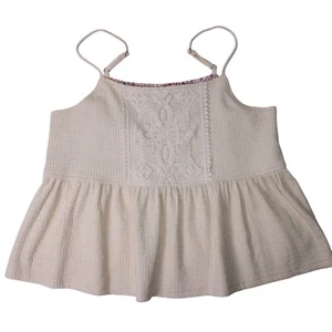 Reath & Wren Women Small Top Crochet Babydoll Floral Lined Adjustable Strap Crop - Picture 1 of 13