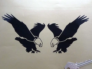 Swooping EAGLE Cut Vinyl STICKERS 4" Pair Hot Rod Drag Custom Americana Car Bike - Picture 1 of 1
