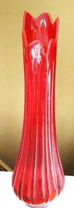 Vintage LE Smith rot Amberina Glas geschwungen gerippt Vase 21" hoch - Bild 1 von 10