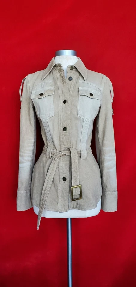 Chaqueta de Colección Dolce Gabbana Caqui Denim Militar con Cinturón Talla 40 Foto 1 de 4