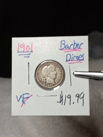 1901 Barber Dime  Vf  J/82 Cover
