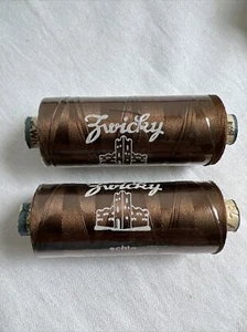 Zwicky 100 % Silk Thread 360 meters  Made Switzerland Brown 792  lot 2 spools - Picture 1 of 8