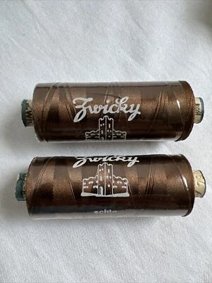 Zwicky 100 % Silk Thread 360 meters  Made Switzerland Brown 792  lot 2 spools - Image 1 of 4
