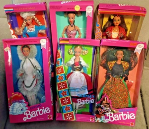 LOT of SIX NRFB Barbie Dolls World ESKIMO PARISIAN SPANISH GERMAN DUTCH ITALIAN - Picture 1 of 11